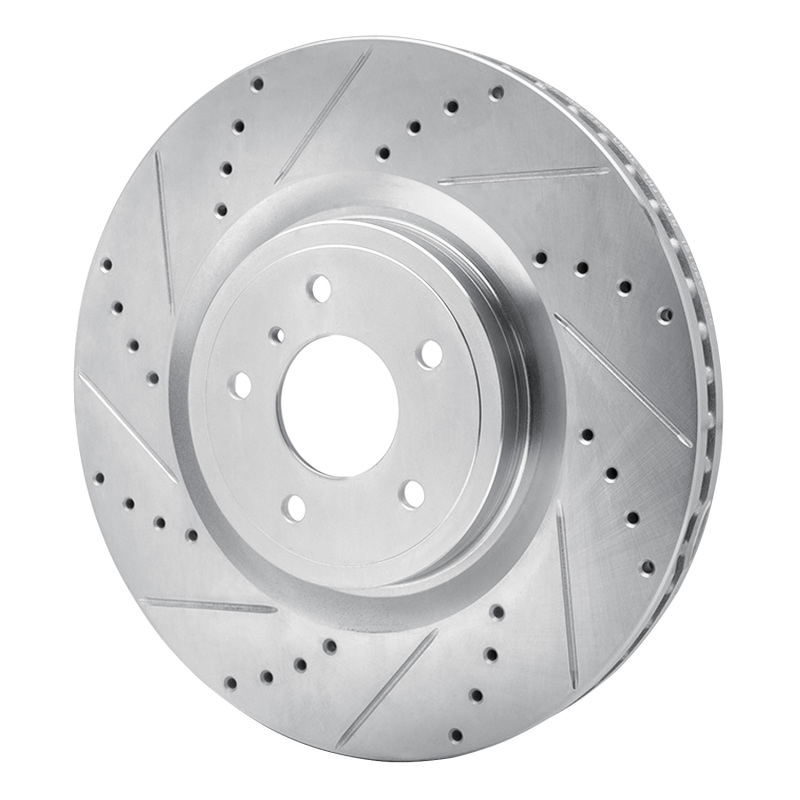 Infiniti Q50 Brake Rotor (1) - Front Left - R1 Concepts - Drilled & Slotted - Silver - `08-`25